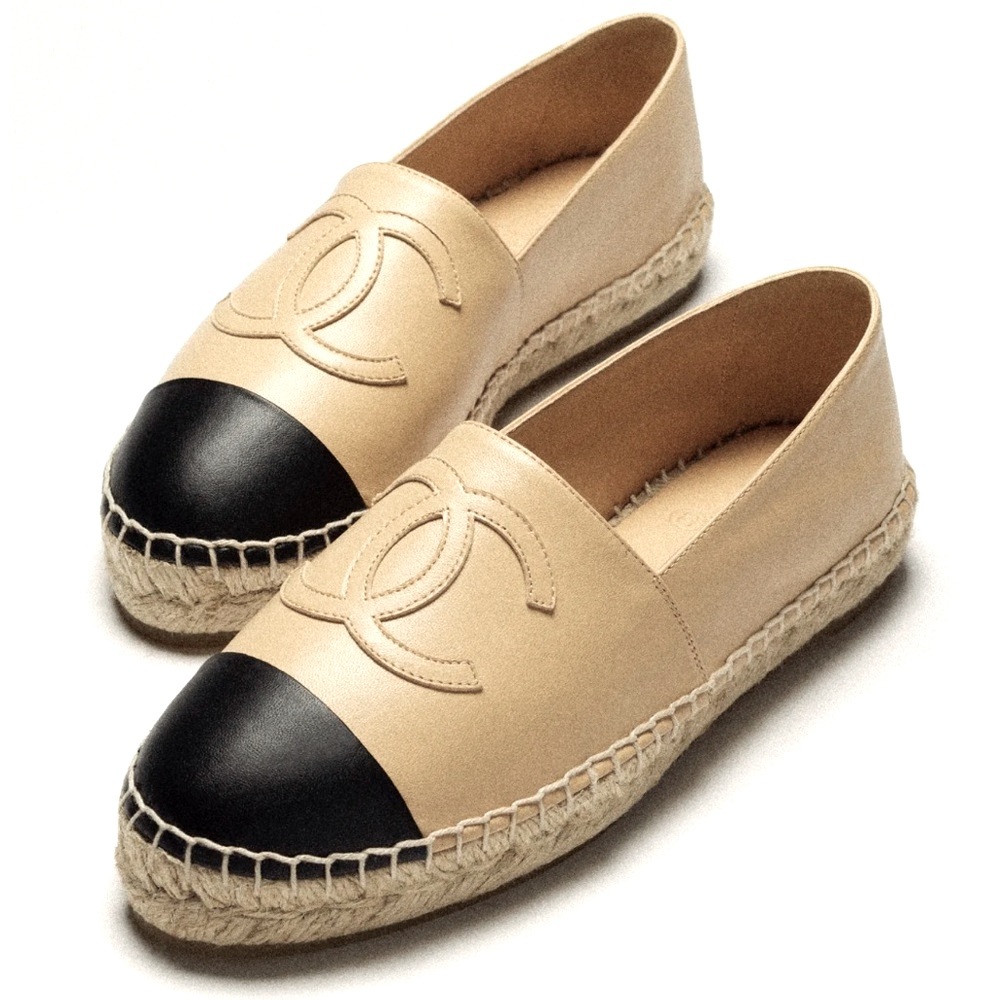 Chanel Beige and Black Espadrilles